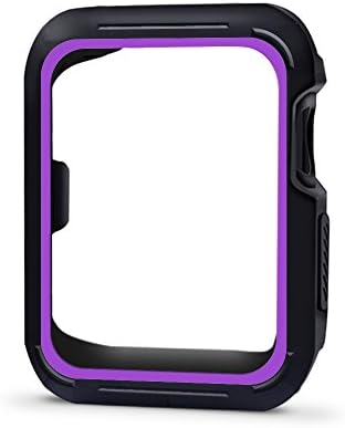 Apple Watch Case for Series 3, Series 2, Series 1 38mm 42mm, Vitech Apple Watch Plate Soft Slim Protective Cover Bumper for iWatch Nike+, Sport, Edition All Models (Black-Purple, 38mm)