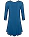 BELAROI Women's Plus Size Dress Fall Casual Swing 3/4 Sleeve T Shirt Loose Tunic Dress (3X, Steel Blue)