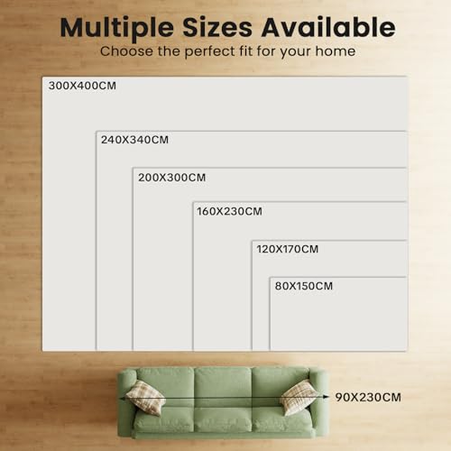 IKALIFE Beige Vintage Living Room Rug 300 x 400 cm – Machine Washable Short Pile Non-Slip Soft Large for Living Room Bedroom Hallway Dining Room