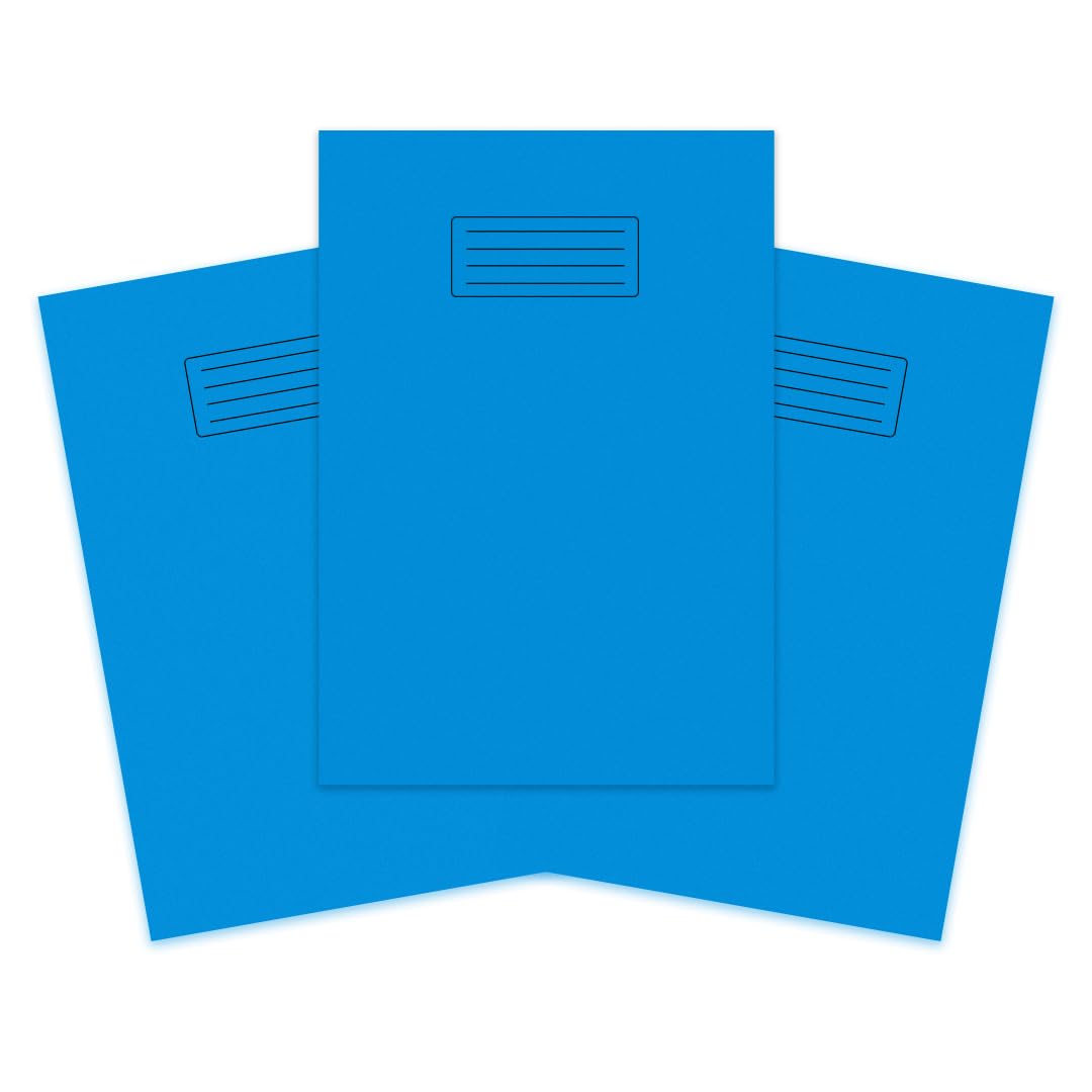 indigo® A4 60 Pages Exercise Book with Bright Laminated Cover - 8mm Lined and Margin (Pack of 3, Blue)