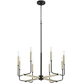 Quorum 631-8-6980 Transitional Eight Light Chandelier from Lacy Collection in Black Finish,