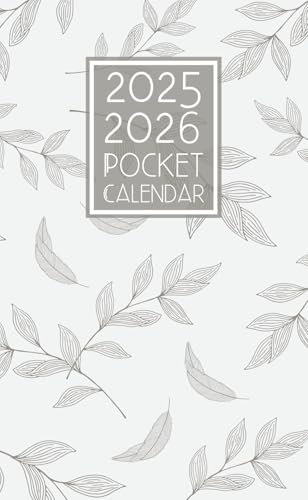 Pocket Calendar 2025-2026: 2 Year Monthly Planner for Purse from January 25 to December 26 || 24 Months Schedule Organizer with Federal Holidays || Small Size - Leaves Cover