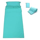 PASBAS Sleeping Bag Liner,Brushed Fabric with Built-in Pillow Case,Lightweight,Comfortable,Breathable,Portable for Traveling and Camping