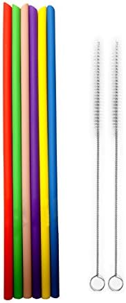 Tegion Reusable Silicone Straight Straws with Cleaning Brush-For 20 30 OZ YETI RTIC Ozark Trail 24 OZ Tervis Tumblers 8 Pack