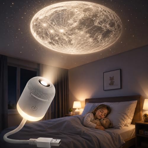 2-in-1 Galaxy Projector Night Light, USB Starry Sky Night Light Projector with Adjustable Brightness, Mini LED Projection Lamp for Bedroom Ceiling Wall Room Decor