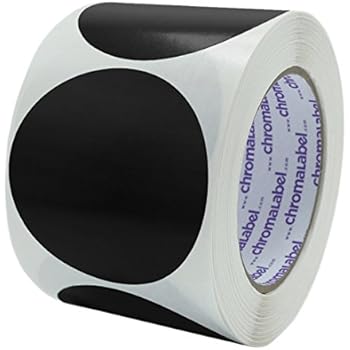 ChromaLabel 3 Inch Round Permanent Color-Code Dot Stickers, 500 per Roll, Black