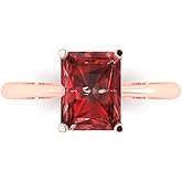 Clara Pucci 14K Solid Rose Gold 2.5 ctw Garnet Solitaire Ring for Women | Anniversary, Birthday Gift | 8.5x6.5mm Radiant Cut
