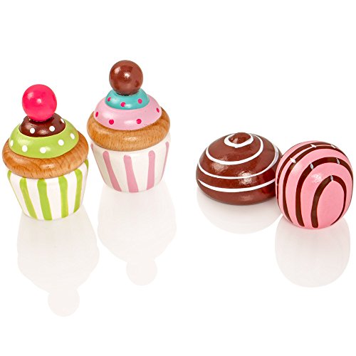 Milly & Ted Wooden Dessert Set mit Kuchen und Eiscreme - Childrens Wood Playfood Toy - Kinder Spielen Spiel Essen – Bild 4