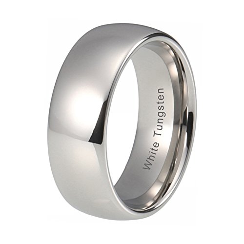 iTungsten 4mm 6mm 8mm White Tungsten Carbide Rings For Men Women Wedding Bands Platinum Plated Comfort Fit