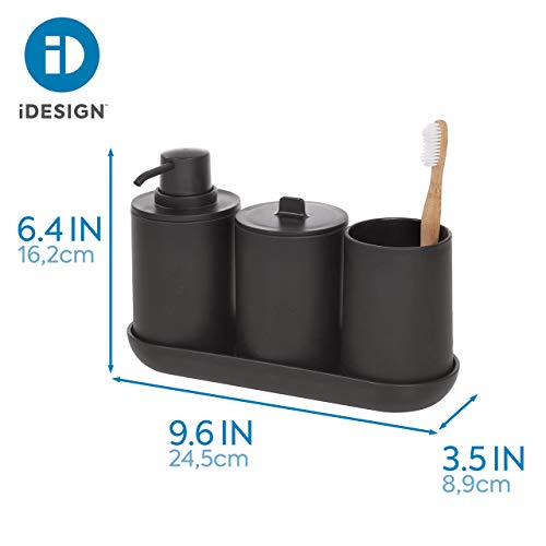 iDesign Cade 4-Piece Bathroom Accessory Set, Matte Black