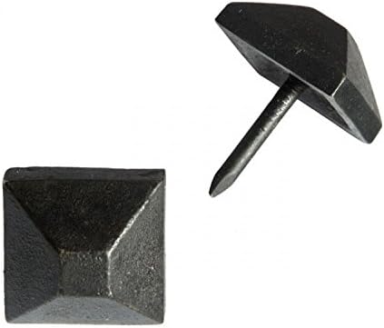 Casa Hardware Hand-Forged Iron Square Frustum Pyramid Decorative Clavos with 1" Nail - Set of 6 Large Size in Black Finish