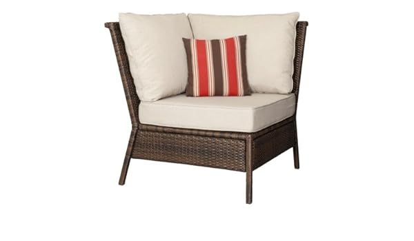 Amazon Com Threshold Rolston Wicker Patio Sectional Corner Chair Outdoor Indoor Furniture Lounge Chairs Living Room Rust Resistant Weather Resistant All Weather Wicker Steel 1 Year Limited Manufacturer Warranty Kitchen Dining