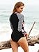 ALove Women Long Sleeve Rash Guard Swimsuit Striped Floral Swim Shirts Black Medium