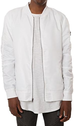 Bomber Jackets Men in Black, Pink, Olive Green, Camo, White, Orange, Tan and Blue - Elwood Clothing - lightweight nylon fashion jacket for men and women (L, Ghost White)
