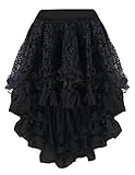 Burvogue Women's Gothic Skirt, Steampunk Costume Multi Layered Skirt