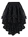 Burvogue Women's Gothic Steampunk Costume Vintage Multi Layered Chiffon Skirt (Small, Black8)