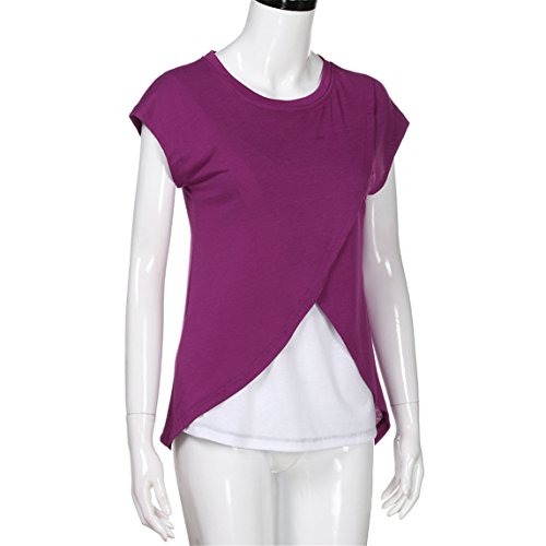 Clearance,Women's Loose Soft Layered Maternity Nursing Tops and Shirt for Breastfeeding (S, Wine Red)