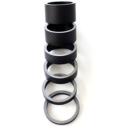 image for DEERU Bike Carbon Fiber Headset Spacer Stem Spacer 6 Pcs Set 1 1/8
