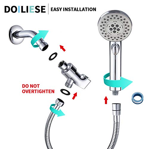 High Pressure 6 Setting Handheld Shower Head with ON/OFF Switch and Spa Spray Mode - Shower Heads with Handheld Spray - Hand Held Shower Head with Hose - Chrome