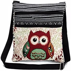 Women Shoulder Bag, Clearance! Tloowy Teen Girl Owl Embroidered Boho Crossbody Bag Purse Canvas Messenger Bag (B)