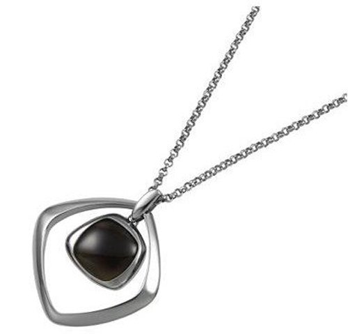 Fossil Damen-Collier Edelstahl mit Rauchquarz, schwarz 45 cm JF84492040