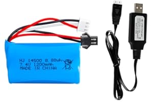 Cecicebb 7.4V 1200mAh Gel-Gun Battery SM2P Plug for Airsoft Gun Water Bead Blaster Battery