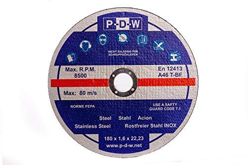 10 Stainless Steel Cutting Discs For Cut-Off/Angle Grinder – diameter 180 mm, shaft diameter / Inox / flex discs
