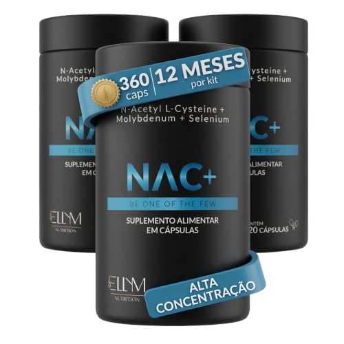 NAC N-Acetil L-Cisteína 600mg + Selênio + Molibdênio 360 Cápsulas Ellym Nutrition Alta Concentração