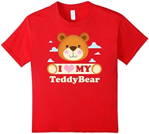 unisex-child I Love My Teddy Bear Shirt 6 Red