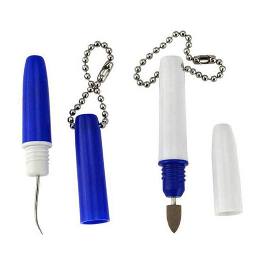 MANXIYECHEN 2 Pcs Mini Travel Dental Cleaner, Portable Stain Erasers with Chain Tooth Pick Interdental Picks, Blue, White