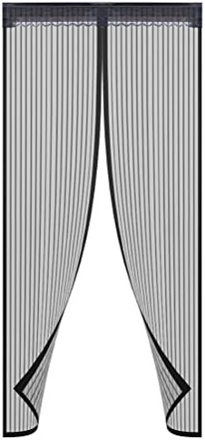 Screen Door Magnetic 90 x210CM Black Full Frame Velcro Magic Fly Insect Screen Door Heavy Duty Mesh Curtain , Hands Free Bug Proof Curtain Easy Installation Fits Door Size up to 34"x82"Max