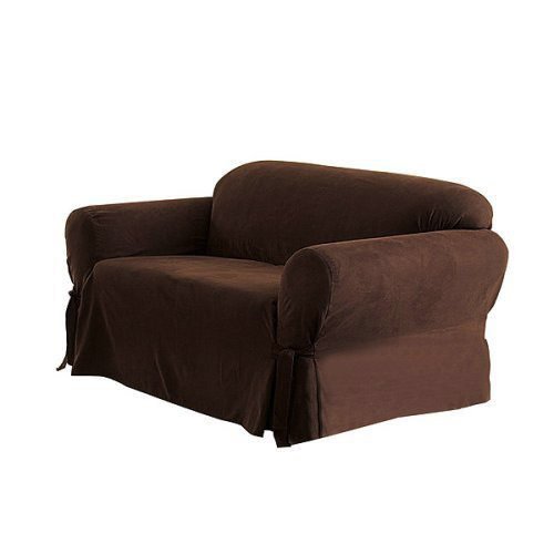 Soft Micro Suede Solid CHOCOLATE BROWN Sofa Slipcover - 1 Piece Couch Cover