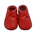SAYOYO Baby Soft Sole Prewalkers Skid-Resistant Baby Toddler Shoes Cowhide Shoes (6-12 Months, Red)