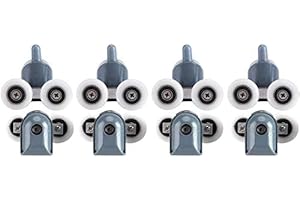 Shower Door Rollers TOPINCN Twin Bottom Top Pulleys Wheels Runners Bathroom Replacement kit Upper Bottom Rollers 8Pcs(Double Wheel)