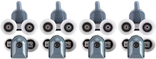 TOPINCN Shower Door Rollers Twin Bottom Top Pulleys Wheels Runners Bathroom Replacement Kit Upper Bottom Rollers 8Pcs(Double Wheel)