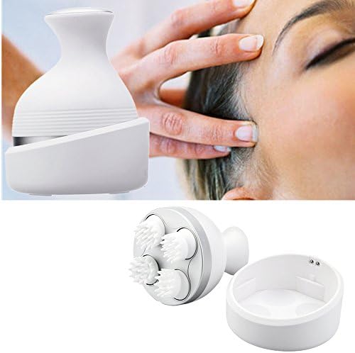 Electric 3D Design Head Scalp Massager PJY Temple Head Kneading Massager for Head &amp; Body Portable Waterproof (White)