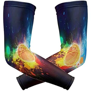 Arm Sleeves Rainbow Color Basketball Mens Baseball Long Cooling Sleeves Sun UV Compression Arm Covers