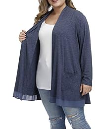 Shiaili Women Fall Plus Size Cardigan Lightweight Loose Fit Open Front Top