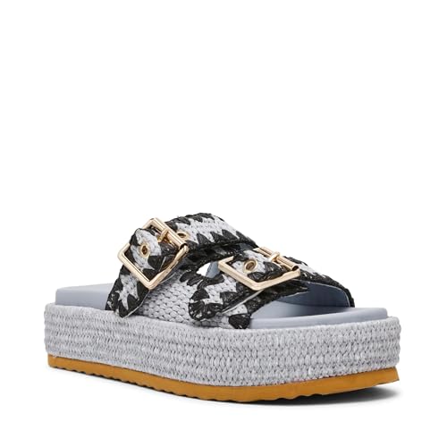 Steve Madden Women’s Karrigan Slide Sandal, Blue Multi, 8