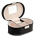 Vlando Small Travel Jewelry Box Organizer Mirrored Case for Rings Earrings Necklace, Gifts for Girls (Black)