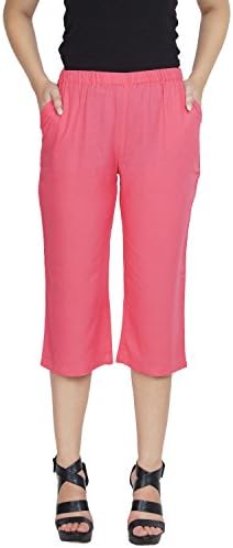 Cotton Kingdom Soft Superior Cotton Women's Casual Slim Fit Maternity Capri Pant Pant in Vinyl Hot Pink Size XS - 10XL