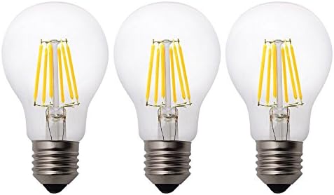 A19 Led Edison Bulb,Simex 6W Dimmable Edison Style Vintage LED Filament Light Bulb, 2700K Warm White 600LM, 60W Incandescent Replacement , E26 Medium Base , 3 Pack