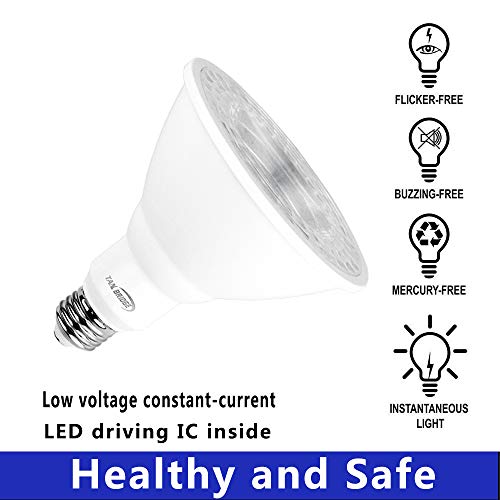 Par38 LED Bulbs, Tanbridge Dimmable Indoor and Outdoor, LED Flood Light Bulb, 18W (180W Equivalent), E26 Base, 5000K Daylight, 60° Beam Degrees, Par38, Energy Star (6 Pack)