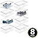 mDesign Plastic Closet Organizer Box Containers with Hinged Lid for Bedroom Shelves/Cabinets, Holds Flats, Sandals, Sneakers, Dress Shoes, Heels, Booties, and Wedges, Ligne Collection, 8 Pack, Clear