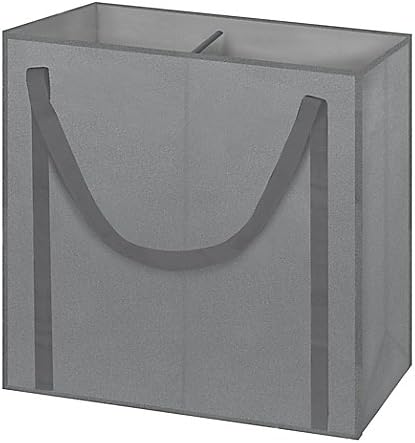 Arm &amp; Hammer 2-Compartment Laundry Hamper in Grey Separates Your Dark And White Clothing With A Divided, 2-Compartment Design