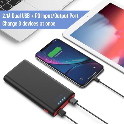 Portable Charger Power Bank 25,800mAh, 5V/3A USB C in&Out Fast Phone Charging with Intelligent Smart IC,3 USB Port External Cell Phone Battery Pack Compatible with iPhone 16 15 14,Galaxy,Android etc