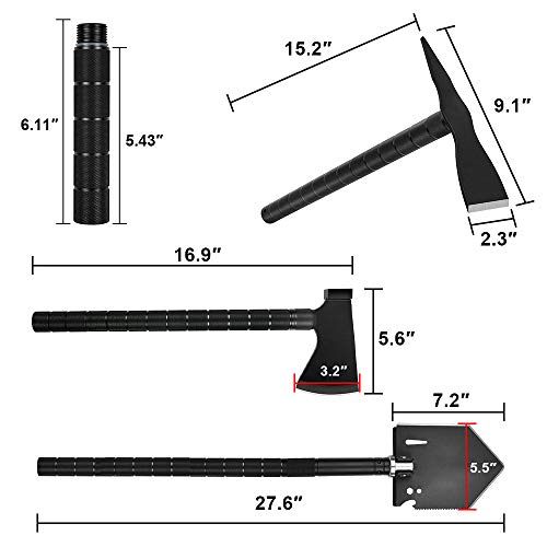 Yeacool Survival Shovel Axe, Camping Shovels Pickaxe, Folding Offroad