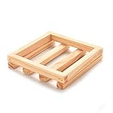 Velishy(TM) Square Natural Wood Soap Dish Shower Accessory