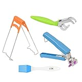 Hot Plate Gripper, SEFONE Stainless Steel Bowl Clip Bonus With A Basting Brush, Kitchen Retriever Tongs Bowl Dish Pan Clip For Cooking (3 Pack)