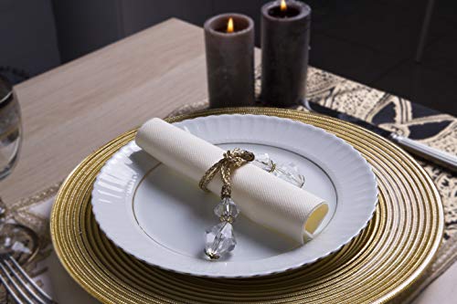 Ivory Napkins | Linen Feel Guest Disposable Cloth Like Paper Dinner Napkins | Hand Towels | Soft, Absorbent, Paper Hand Napkins for Kitchen, Bathroom, Parties, Weddings, Dinners Or Events | 50 Pack